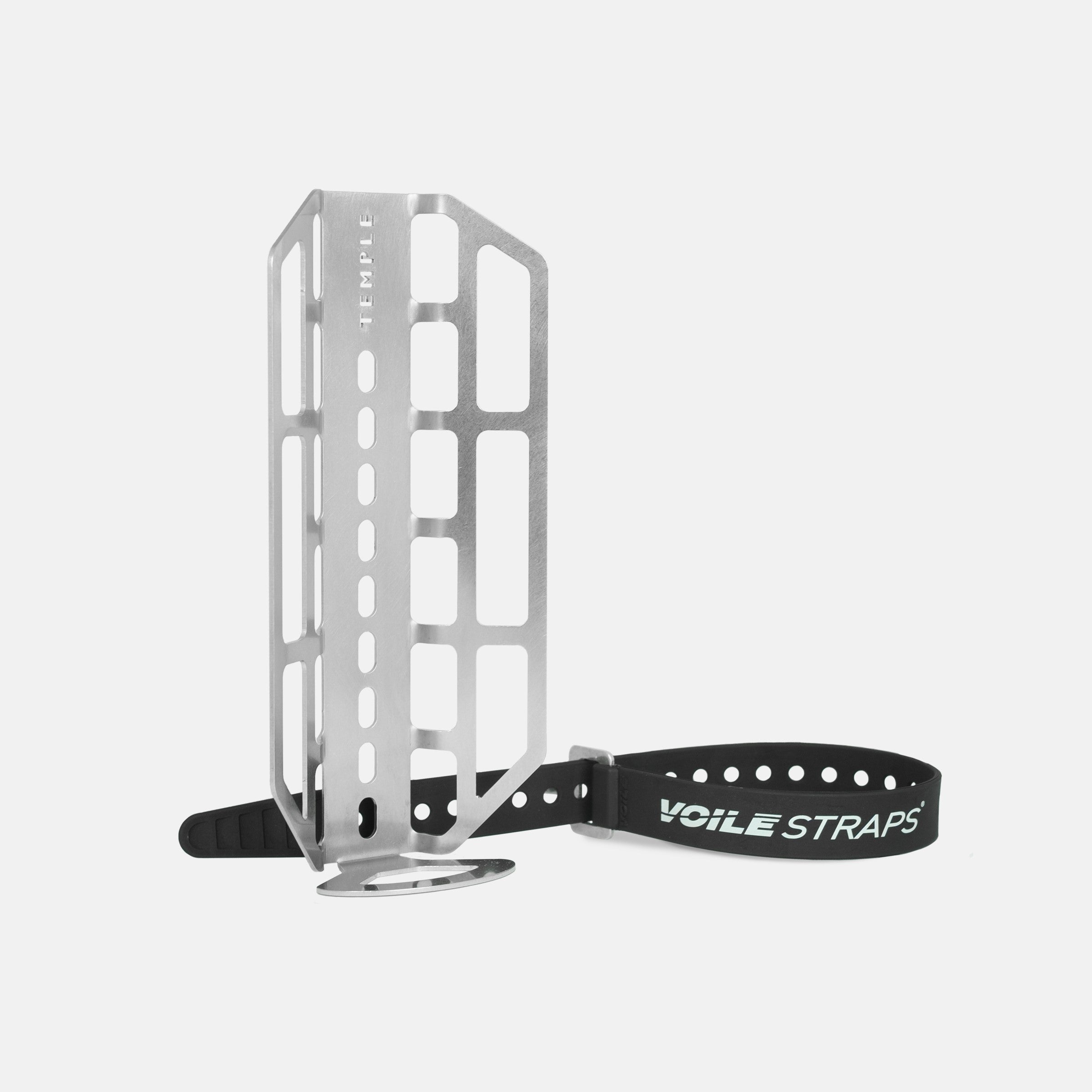 Stainless steel cargo cage with Voile strap and modular bikepacking mount.
