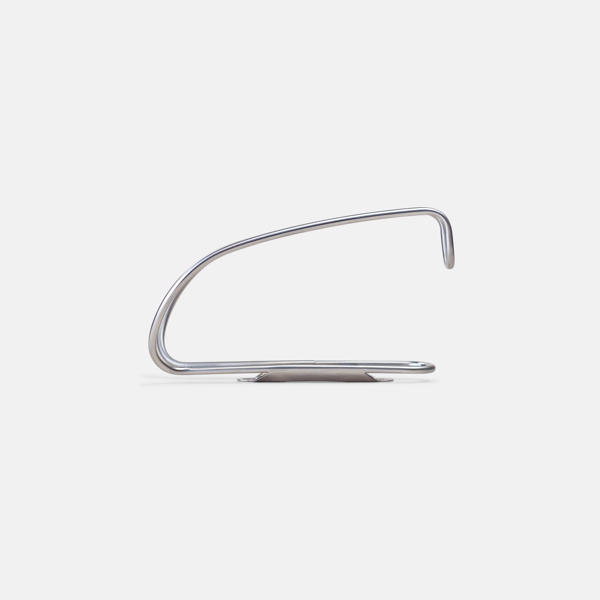 Side view of stainless steel bike bottle cage with low-profile wire design, lightweight, secure fit for standard water bottles, perfect for road, gravel, and commuter bikes.