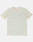 Front view of Temple Cycles organic cotton, super soft graphic tee, of-white colour, studio setting.
