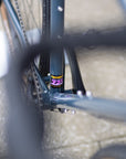 Blue Steel frame on a lightweight adventure bike.