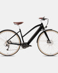 Ultra-comfortable Electric bicycle in black, studio setting.