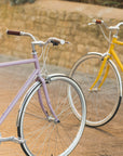 Two classic lightweight steel bikes, rural setting.