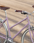 Classic Step Through Lightweight steel commuter bicycle in pink.