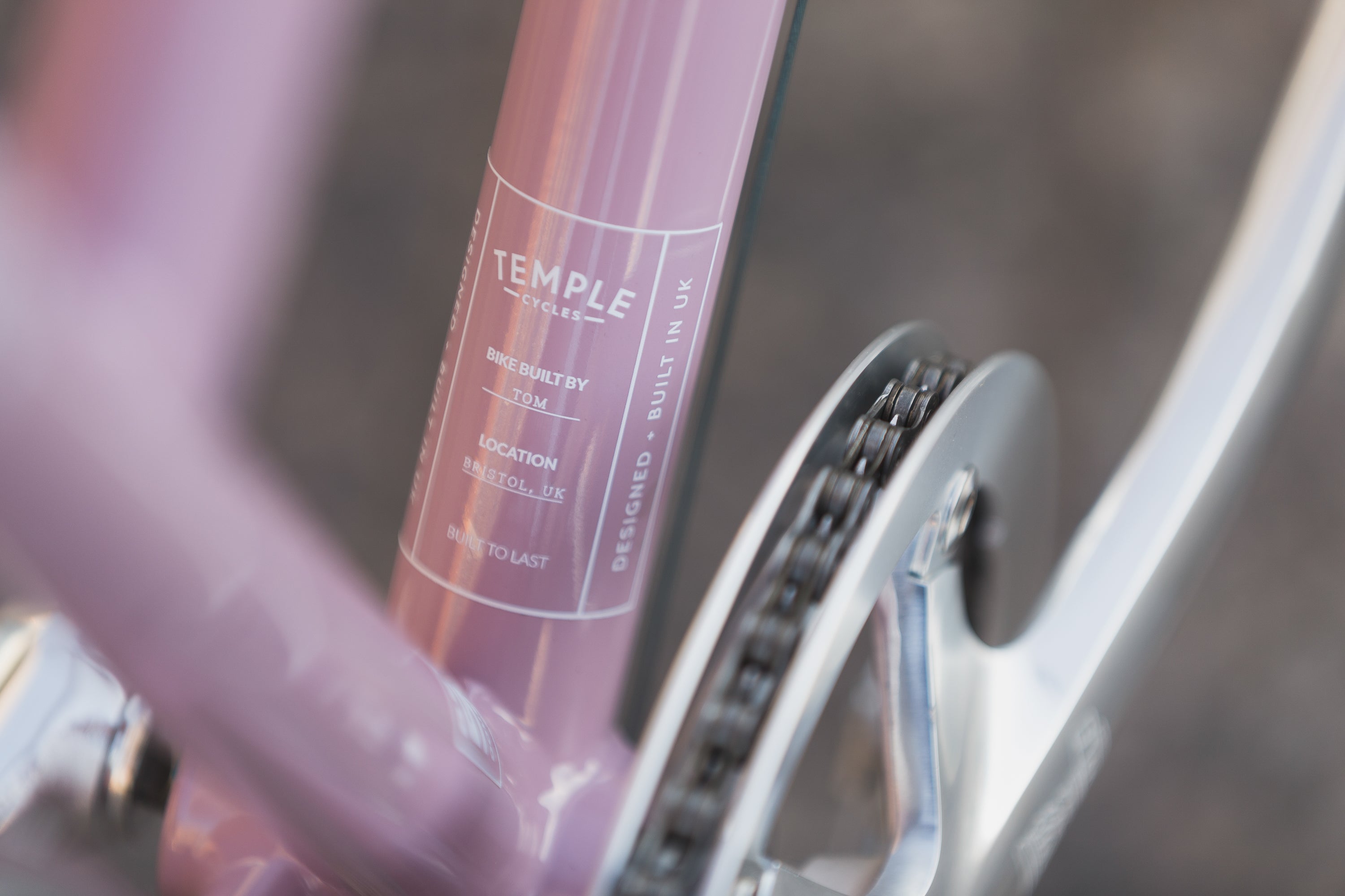 Temple Cycles specification detail on steel framed touring bicycle.