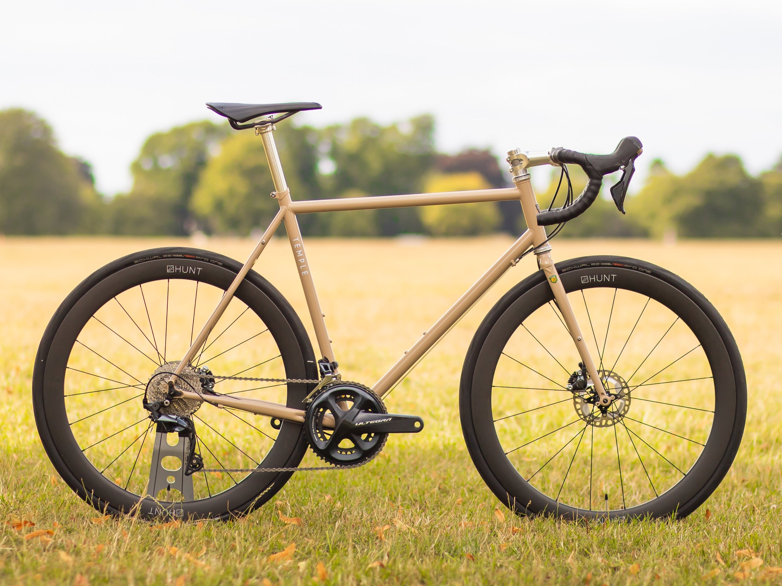 Reynolds 853 steel frame road bike in a rural setting.