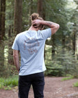 Men’s organic, super-soft tee with Clara Jonas X Temple Cycles unique graphic.